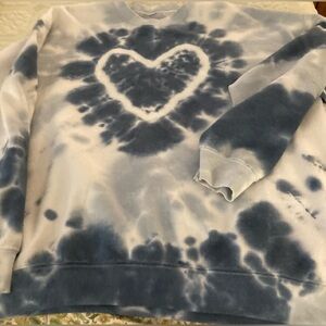 Women's Earthy Loose Sweatshirt Long Sleeve Heart Tie Dye Crewneck Pullover